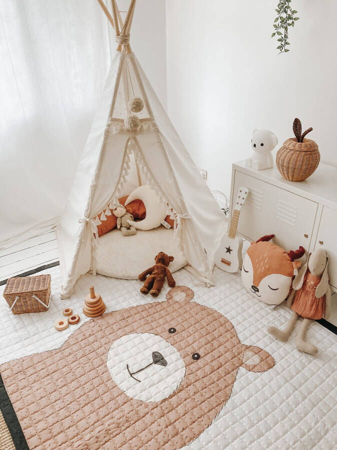 Love by Lily .com Love by Lily Vloerkleed kinderkamer zacht speelkleed Beer 150x200