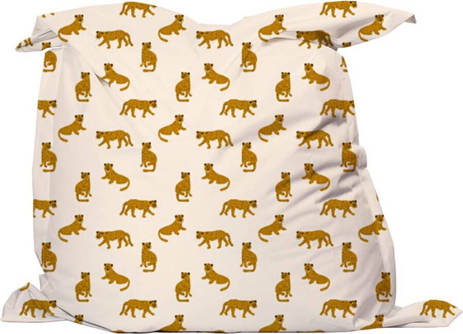 Love This Art LoveThisArt Zitzak voor kinderen Zitzak dierenprint Luipaarden Crème- Zitzak groot 135x175 cm