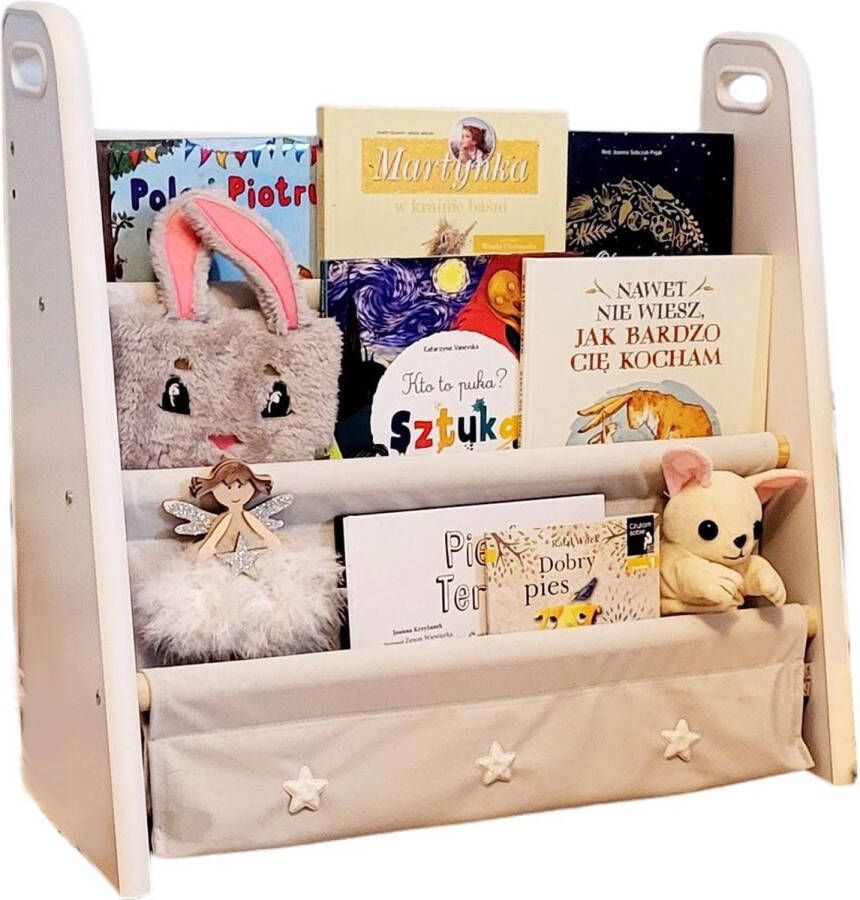 LoveGifts Handgemaakte Montessori Boekenkast Kinderkamer Speelgoed Opbergrek 60 x 25 x 58 cm Grijs