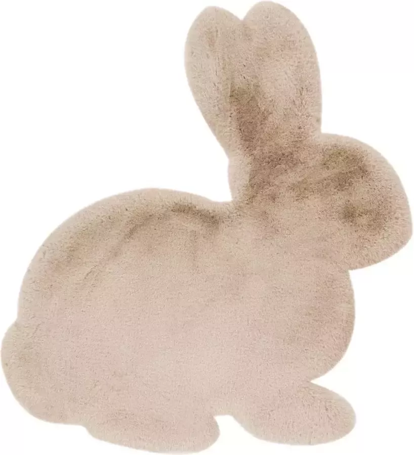 Lovely Kids hoogpolig vloerkleed konijnvorm Crème 80cm x 90cm