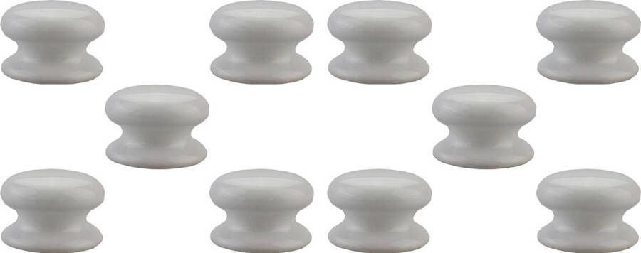 Lowander 10x meubelknop porselein rond 38mm Kastknop Deurknop Wit