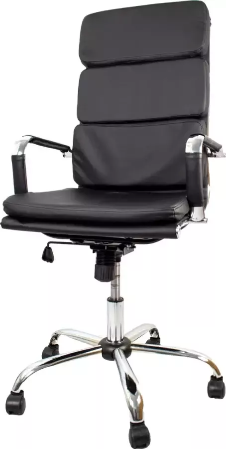 GS Quality Products Lowander bureaustoel ergonomisch kunstleer kantoorstoel in hoogte verstelbaar + kantelfunctie zwart chroom