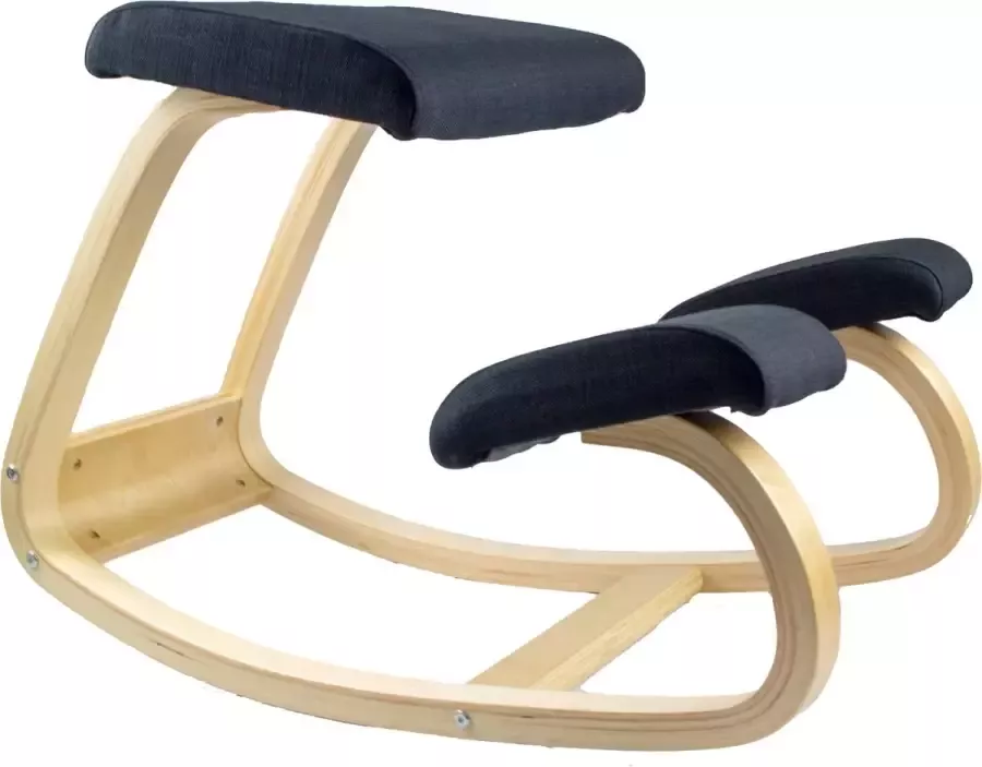 GS Quality Products Lowander kniestoel 70x40x50 ergonomische bureaustoel schommelstoel hout - Foto 1