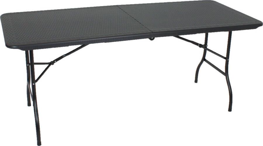 Lowander inklapbare tafel 180x70 cm Klaptafel Vouwtafel Campingtafel Extra stabiel Zwart