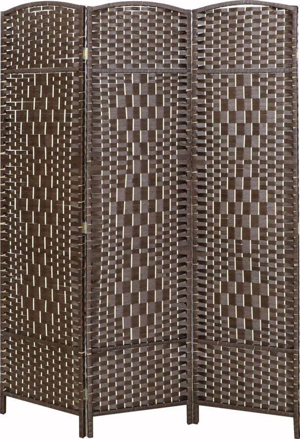 Lowander kamerscherm 170x120 cm – Roomdivider Scheidingswand – 3 panelen – Bruin