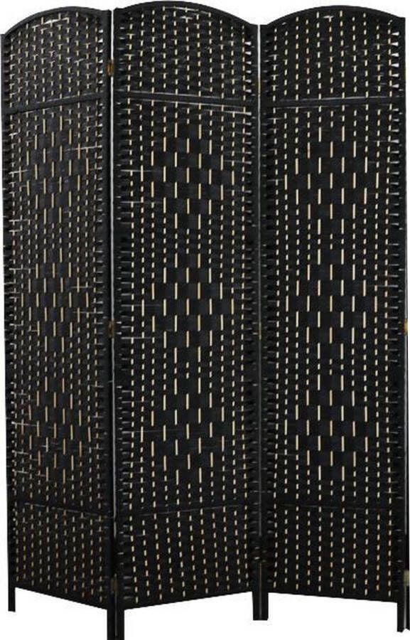 Lowander kamerscherm 170x120 cm – Roomdivider Scheidingswand – 3 panelen – Zwart