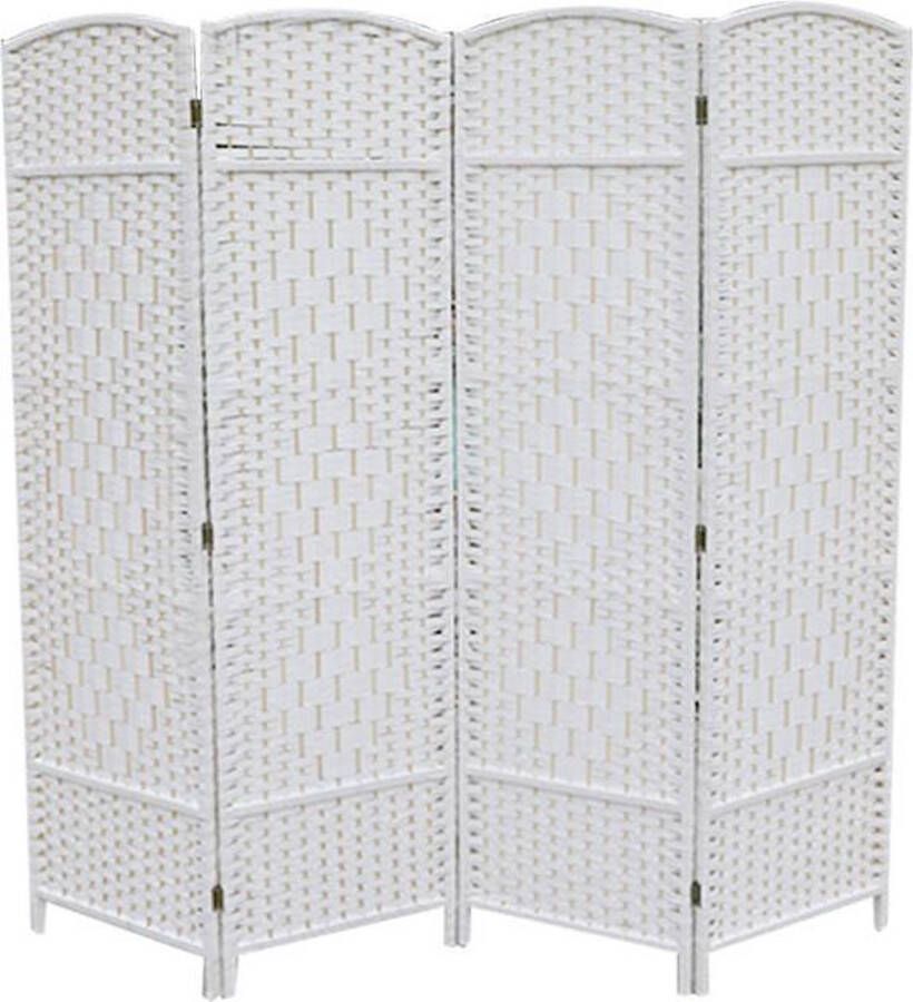 Lowander kamerscherm 170x160 cm – Roomdivider Scheidingswand – 4 panelen – Wit