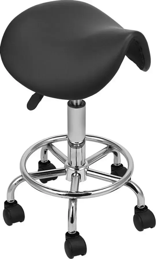 Lowander zadelkruk ergonomisch Tabouret – Mobiele kruk op wielen – In hoogte verstelbaar van 42-62 cm Zwart