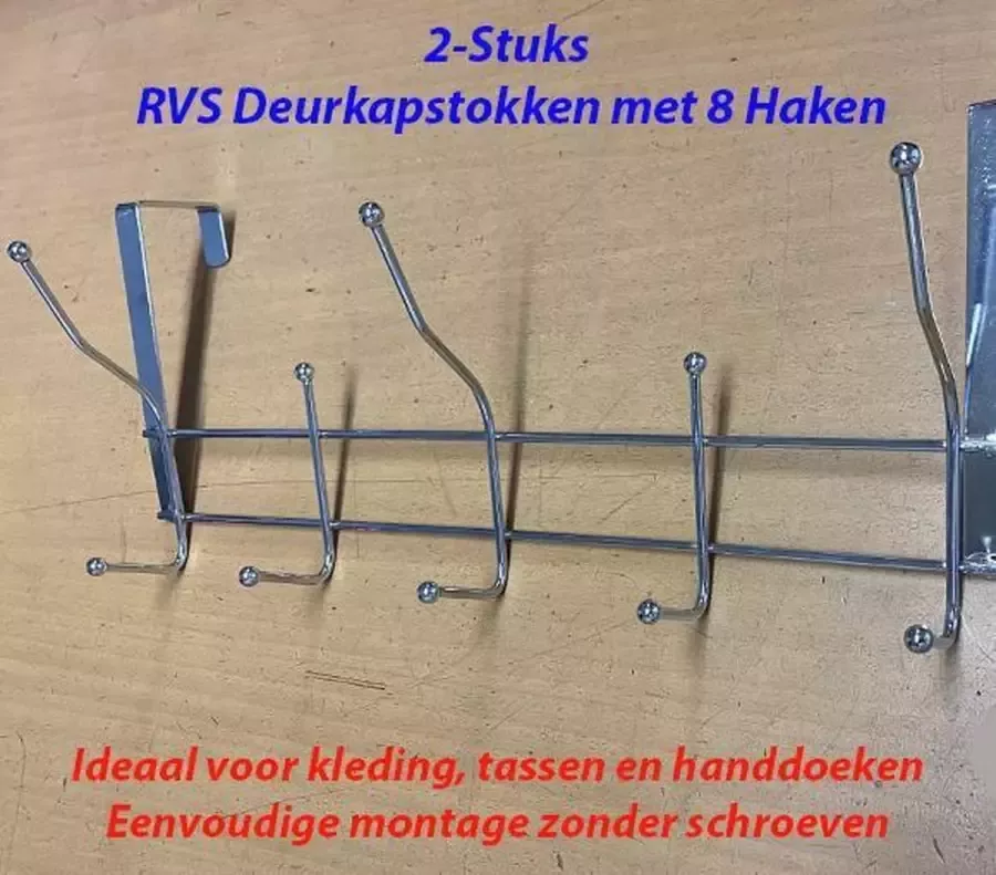 Lowenthal 2.0 2-Stuks RVS Deurkapstokken met 8 Haken