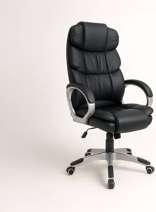 Loxa Bureaustoel ExecutiveMaster Eco Leer – Verstelbaar 46–56 cm – Kantelbaar tot 120° – Ergonomisch – Metalen Basis – Stille Wielen – Luxe Kantoorstoel