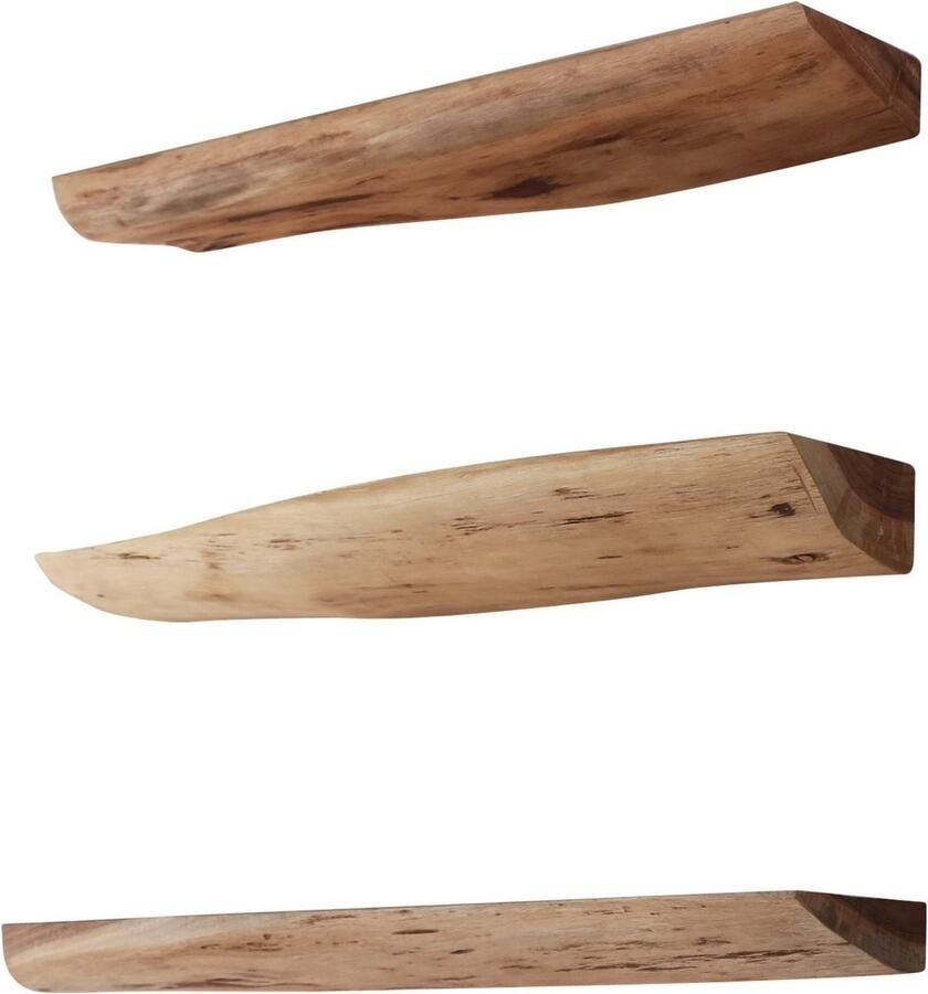 LT-Luce Wandplanken Set Boomstam Acacia Hout 3 Stuks Zwevend 60cm - Foto 2