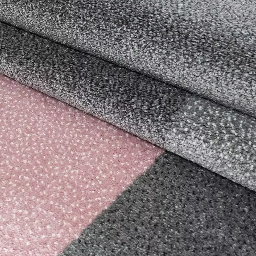 Adana Carpets Kortpolig vloerkleed geruit patroon roze woonkamerkleed jute achterkant afmeting: 200 cm x 290 cm - Foto 2