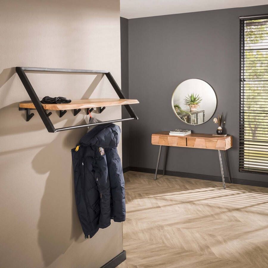 Massieve acacia kapstok Lean naturel 100x32x38 cm robuust & natuurlijk design entree hal modern