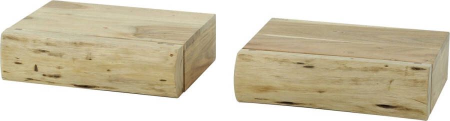 Luce home Nachtkastje Tree XS 1 lade set van 2 bruin hout 20 x 30 x 8 cm slaapkamer modern design