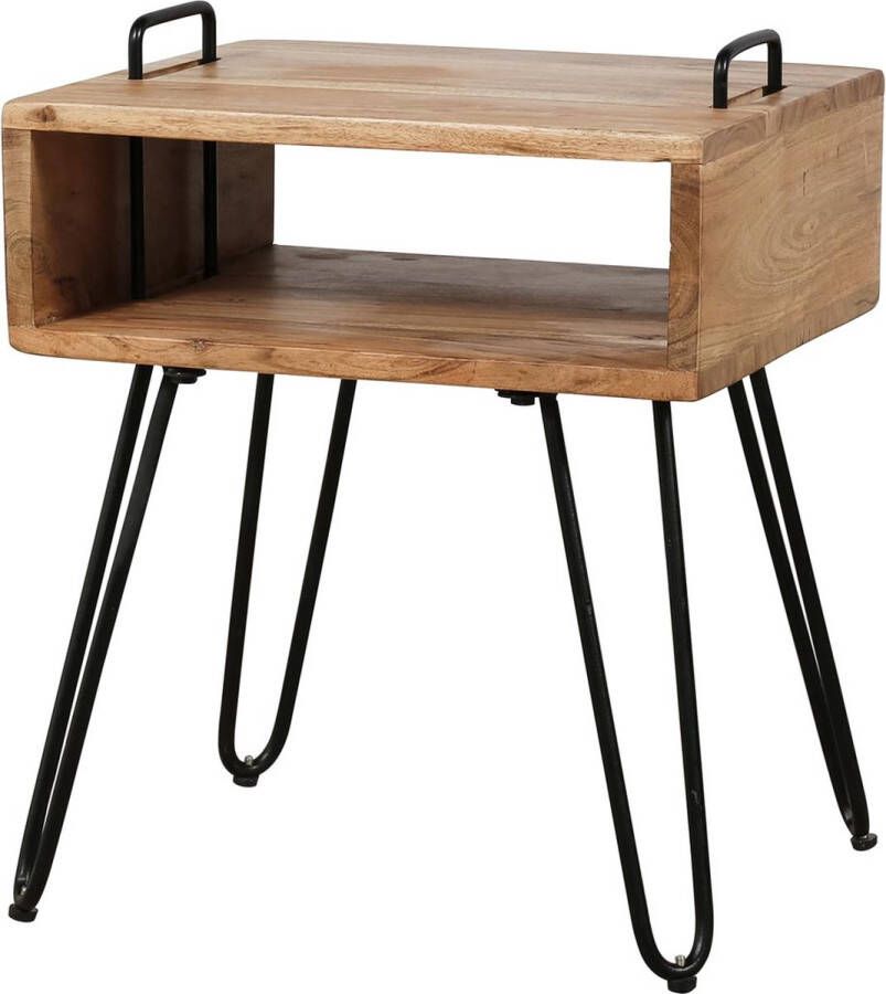 Luce VELO Nachtkastje Quadro bruin zwart massief acaciahout 40 x 34 x 48 cm slaapkamer woonkamer hal modern design