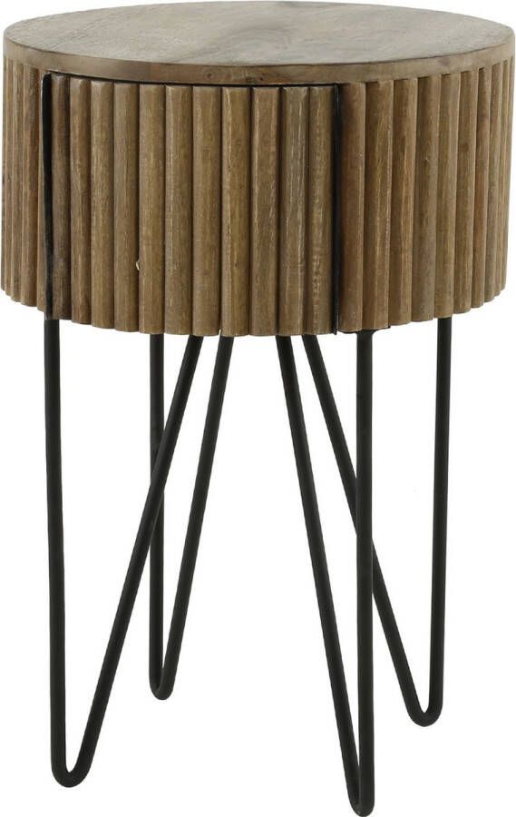 Luce home Nachtkastje Tweak rond 1 lade bruin zandkleurig hout metaal Ø 40 cm 60 cm hoog woonkamer slaapkamer modern design