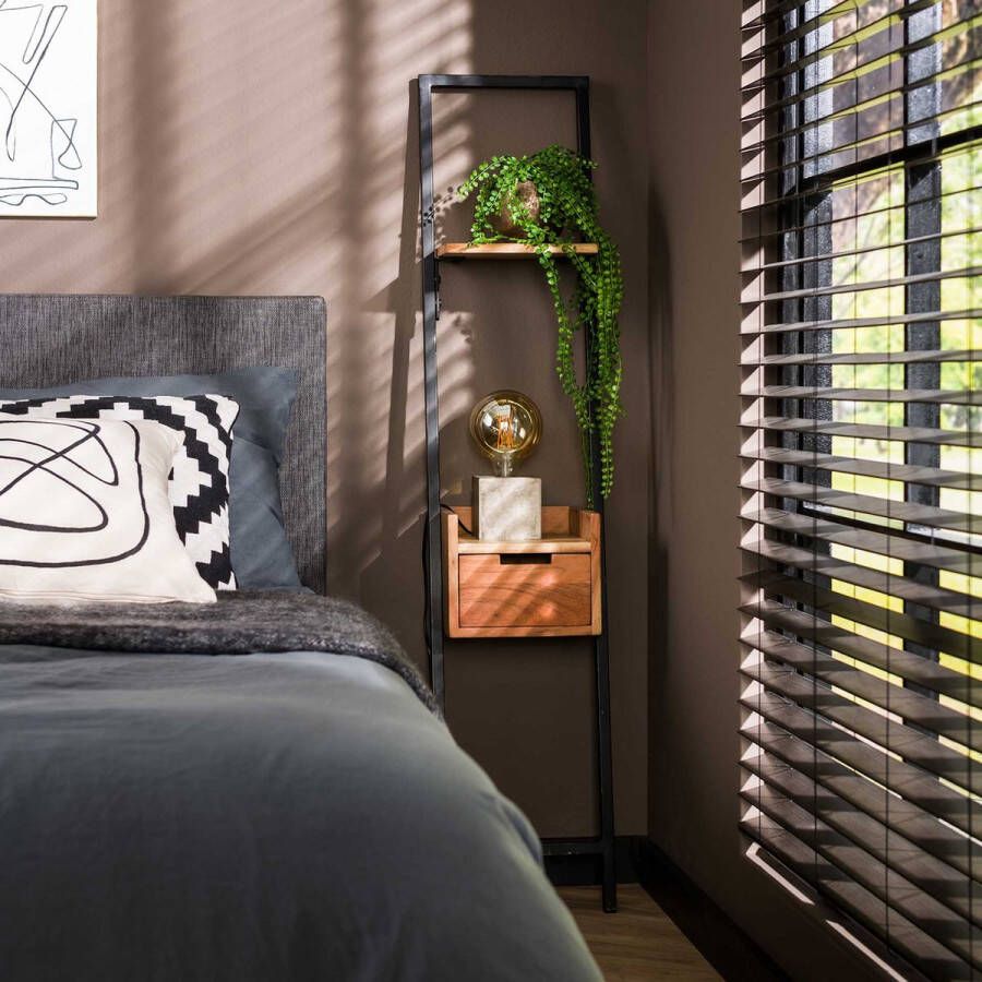 Luce home Nachtkastje xs Step massief acacia naturel 30x25x140 cm slank design slaapkamer modern houten nachtkastje