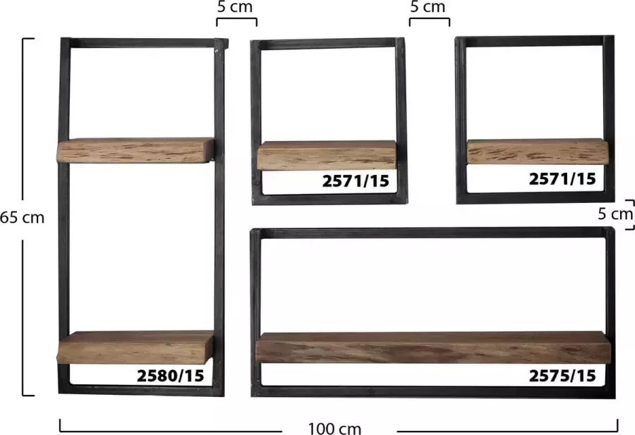 Luce home Wandplank Edge 30 x 25 x 30 cm acacia hout boomstam zwart bruin modern wandschap