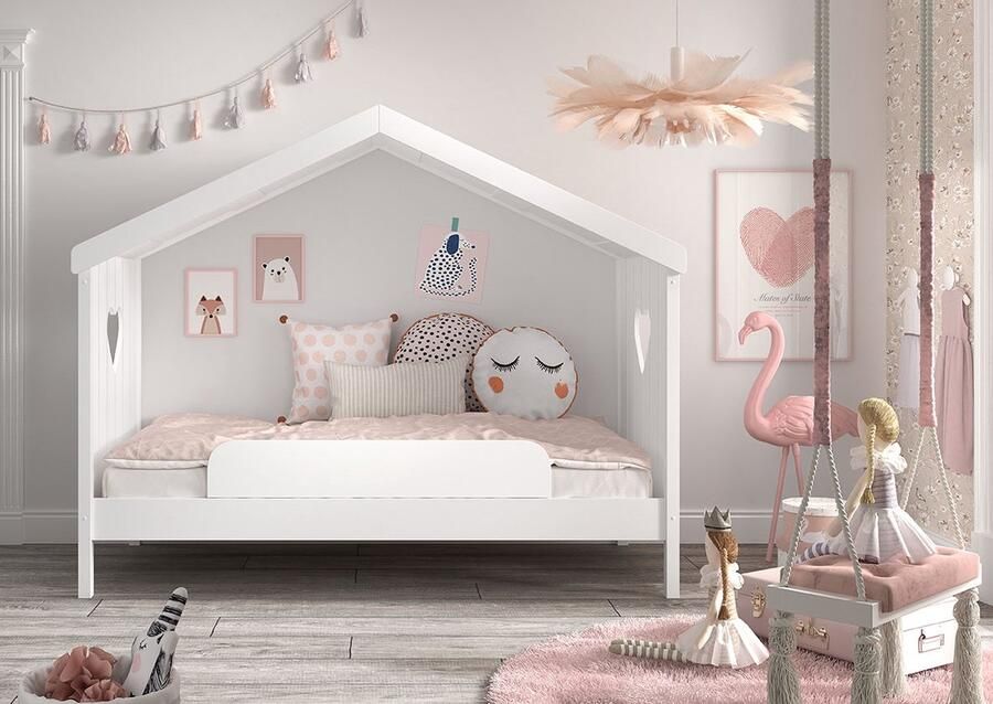 LUCEVI Amori 90 Huisbed Zonder Rug + Lattenbodem Wit 90x200 cm