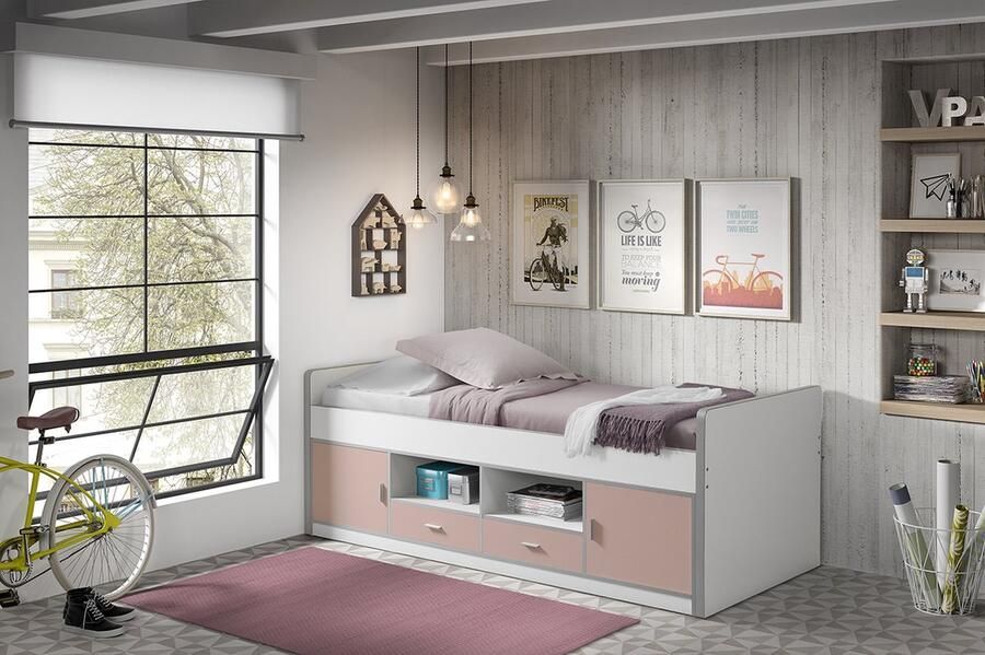 LUCEVI Bonny 90 Kajuitbed 90x200cm Lichtroze