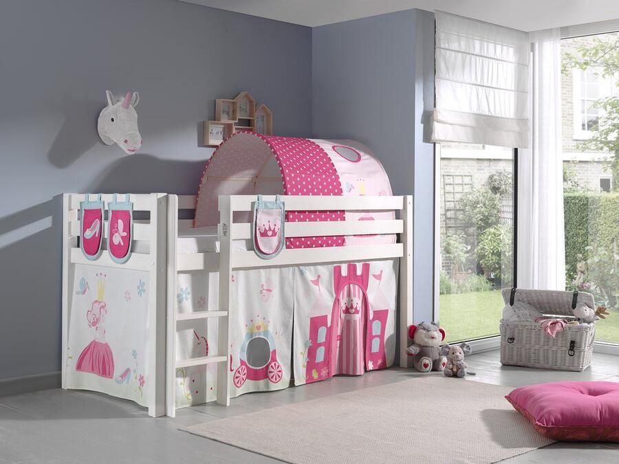 Vipack Hoogslaper Pino speelbed massief dennenhout stevig gebouwd 3 corpuskleuren om uit te kiezen