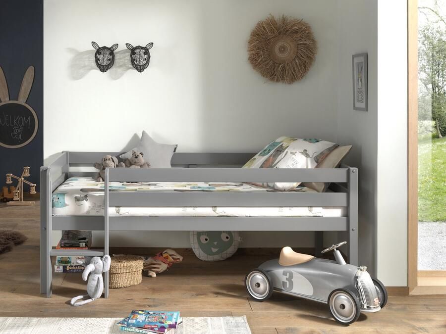 Lucevi Pino Halfhoogslaper met Ladder 90x200cm Grijs H85CM