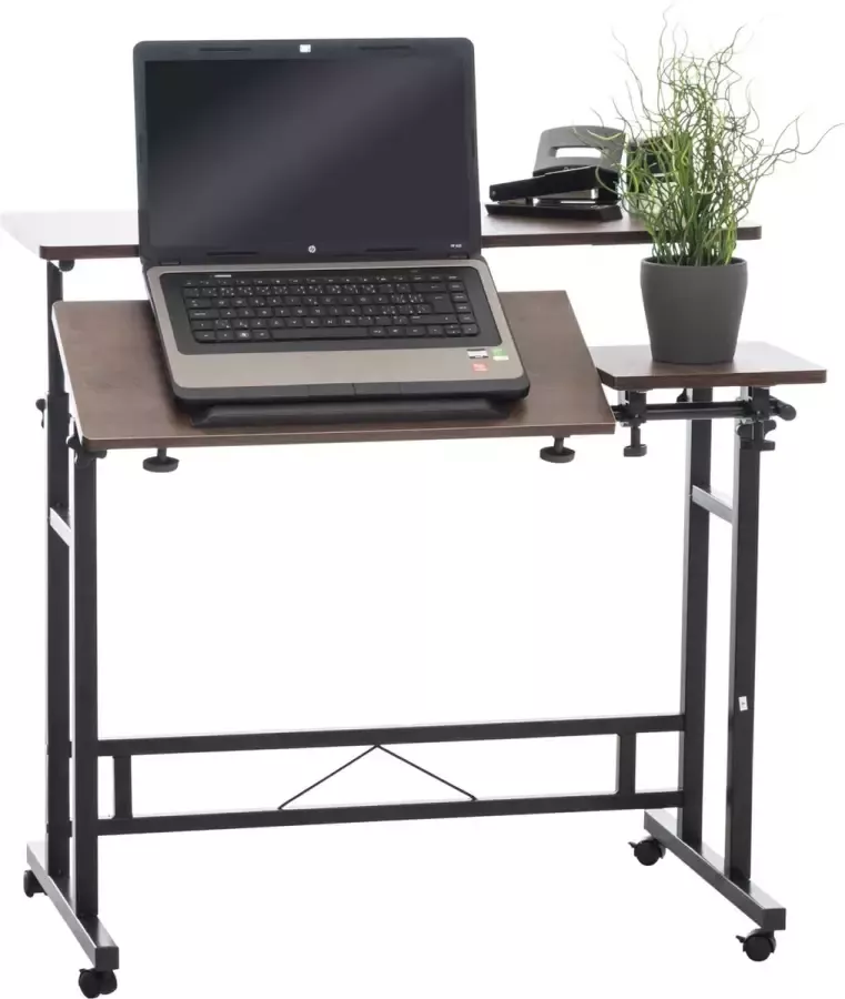 Lucy's Living Lucy s Living Luxe Kantelbare Computerbureau TEL Bruin – B80 x L59 x H64 94 cm – bureau werken kantoor multifunctioneel