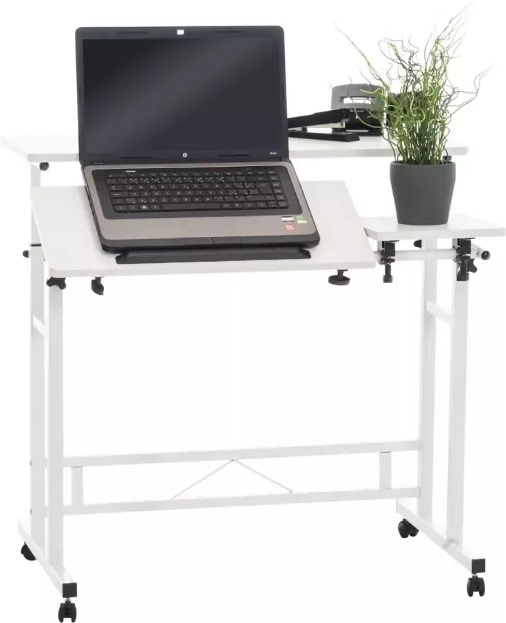 Lucy's Living Lucy s Living Luxe Kantelbare Computerbureau TEL Wit – B80 x L59 x H64 94 cm – bureau werken kantoor multifunctioneel