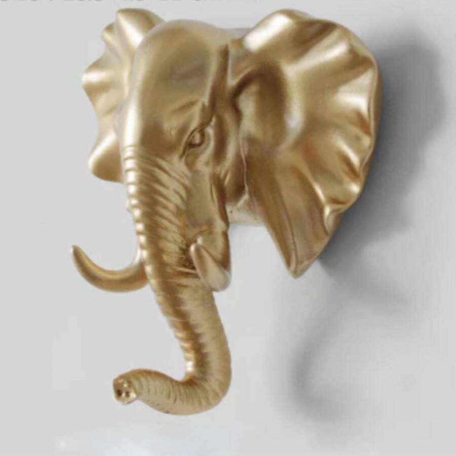 Lucy's Living Lucy s Living wandhaak Olifant Goud 10.5 x 11 cm – ABS – kapstokhaak – wandaccessoires – kapstok decoratie – wanddecoratie – luxe slaapkamer kinderkamer jongenskamer