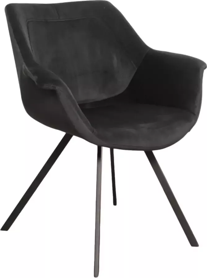 Lucy's Living Lucy s Living Luxe Eetkamerstoel RAY ARM Zwart – ø 69x67x81 cm – hotel chique binnen – meubilair – meubels – stoelen – wonen – interieur