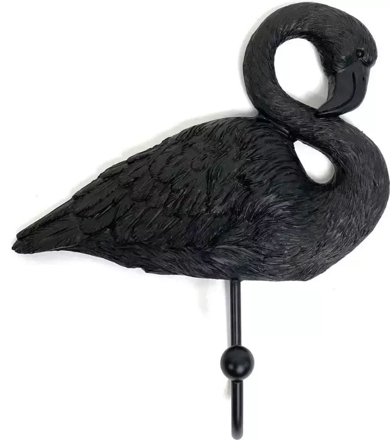 Lucy's Living Wandhaak Flamingo zwart 15 x 14 cm woonaccessoires decoratie halaccessoires
