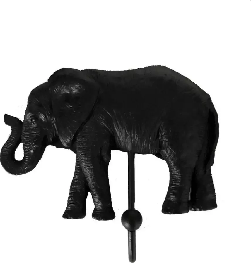 Lucy's Living Wandhaak olifant zwart 13 4 x 11 1 cm