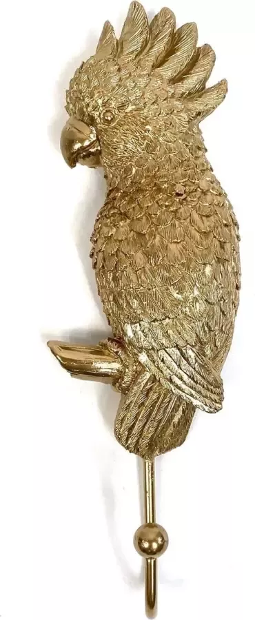 Lucy's Living Wandhaak Papegaai brons goud 16.4 x 7 x 6.5 cm woonaccessoires decoratie halaccessoires