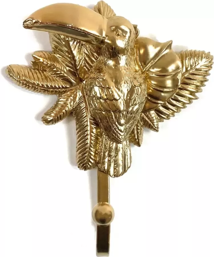 Lucy's Living Wandhaak Toekan brons goud 13 x 10 cm woonaccessoires decoratie halaccessoires