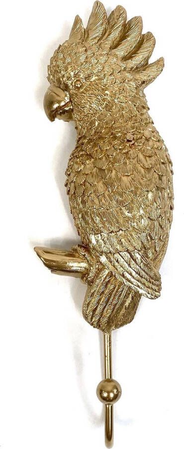 Lucy's Living Wandhaak Papegaai brons goud 16.4 x 7 x 6.5 cm woonaccessoires decoratie halaccessoires