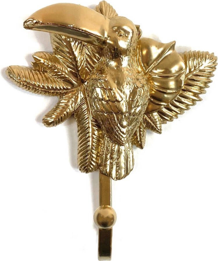 Lucy's Living Wandhaak Toekan brons goud 13 x 10 cm woonaccessoires decoratie halaccessoires