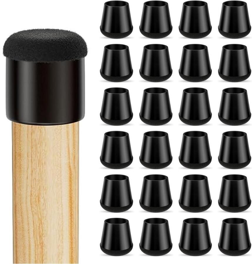 Luft Stoelpoot beschermers met vilt 32 stuks Doppen 12-16mm Met anti-kras vilt Rond Zwart Vloerbescherming Stoelpoot sokken Zwart