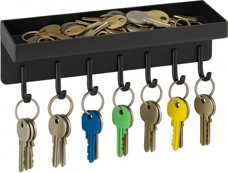 Luft Wand kapstok met plank voor sleutels 6 haken Hangend Kapstokken Kleer Kleding Hangers Vintage Muur Industrieel Hout Garde robe Zwart