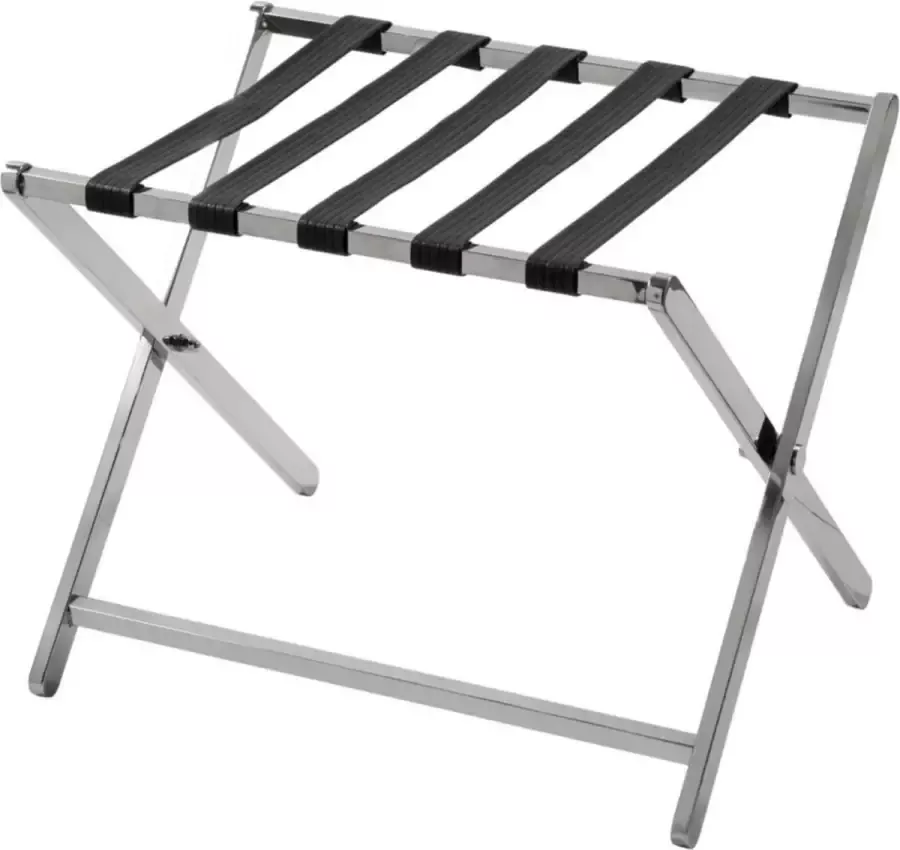 Luggage Kofferrek Zilver Zwart Bagagerek Metaal Inklapbaar -Kofferstandaard 60x44 5x47 Chrome