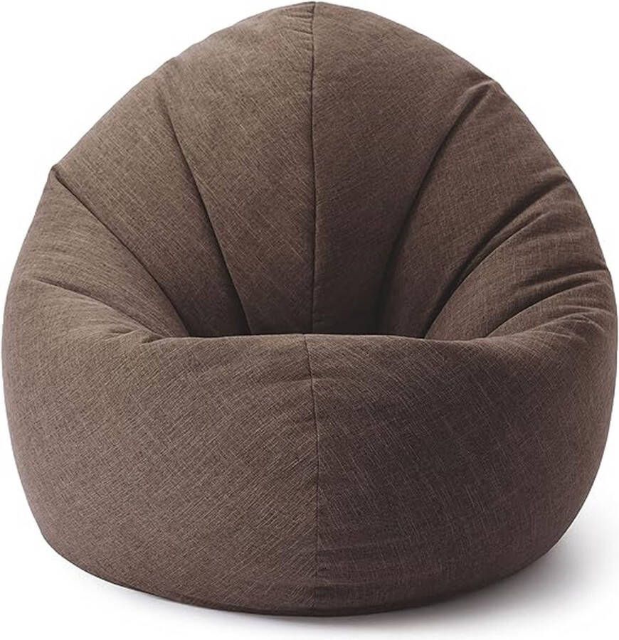 Lumaland 2-in-1 linnen zitzak voor binnen ronde comfortabele zitzak voor binnen 300 l vulling 120 x 80 x 75 cm linnenlook en feel bruin