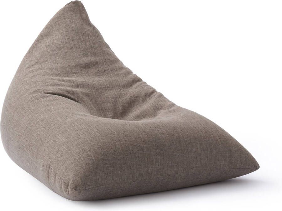 Lumaland Indoor linnen zitzak driehoekige comfortabele zitzak voor binnen 370 l vulling 150 x 100 x 100 cm linnenlook en feel grijs