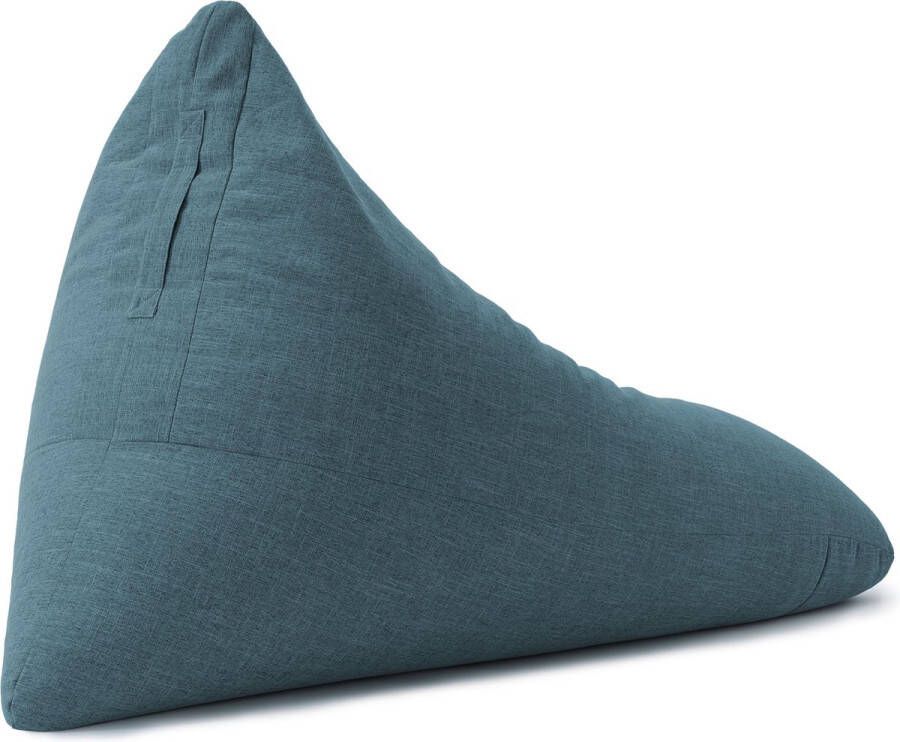 Lumaland Indoor linnen zitzak driehoekige comfortabele zitzak voor binnen 370 l vulling 150 x 100 x 100 cm linnenlook en feel blauw - Foto 2