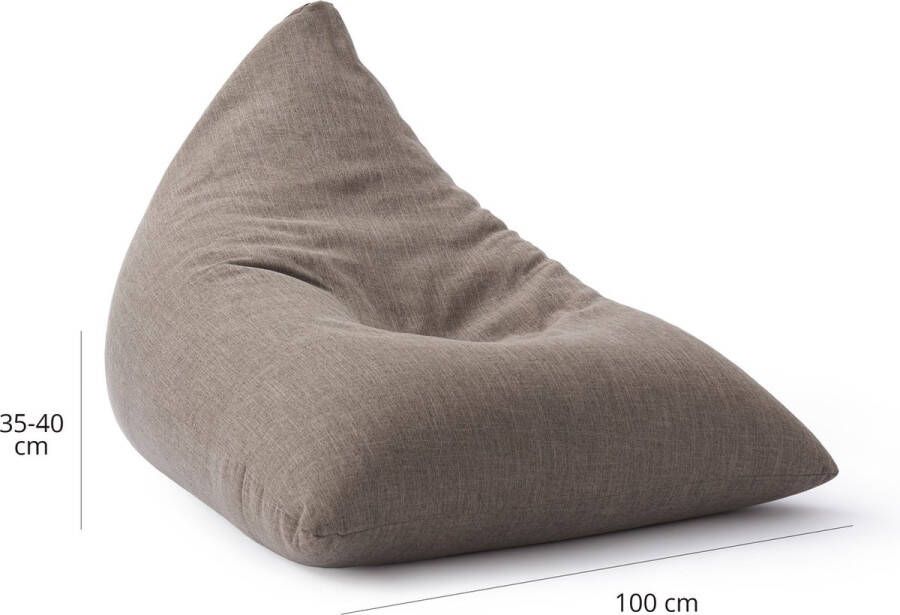Lumaland Indoor linnen zitzak driehoekige comfortabele zitzak voor binnen 370 l vulling 150 x 100 x 100 cm linnenlook en feel blauw