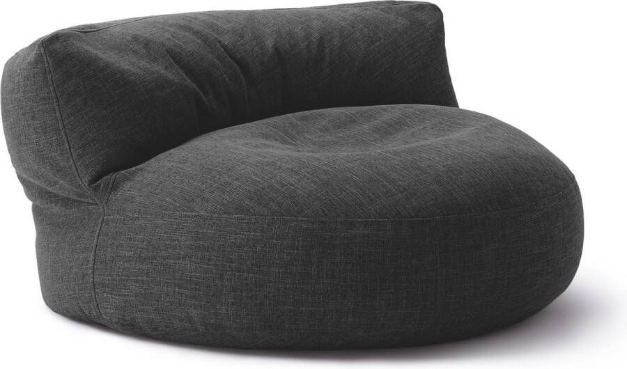Lumaland Indoor linnen zitzak lounge ronde zitzak voor binnen 320 l vulling 90 x 50 cm linnenlook en feel grijs