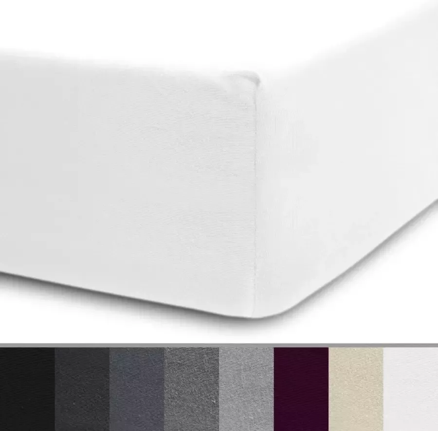 Lumaland Jersey hoeslaken voor waterbed of boxspring Elastische rand 100% katoen 140-160 x 200-220 cm Wit
