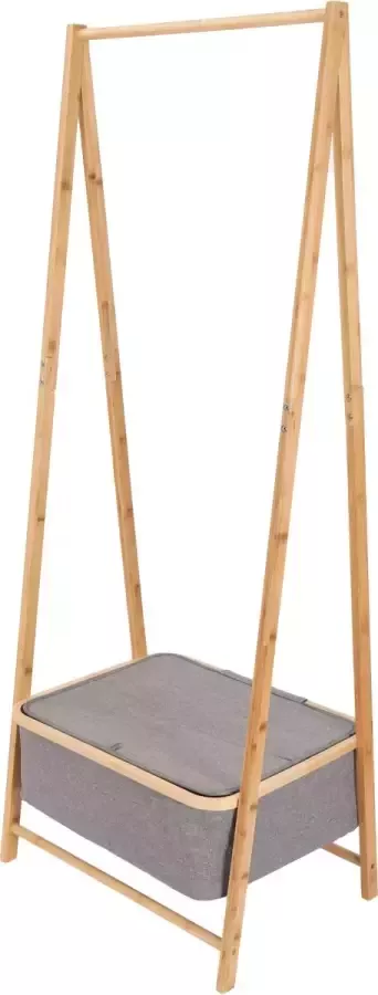 Lumaland Kledingrek van bamboe 159 x 60 x 45 cm grijs