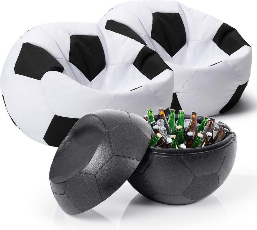 Lumaland EM 2024 Fan Lounge 2 + 1 2 x XXL voetbal zitzak + voetbal koelbox