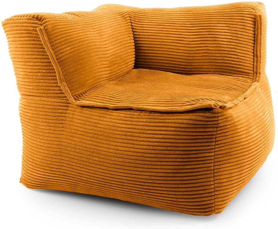 Lumaland Modulair Hoekdeel Rechts – Cord Zitzak met Zachte Structuur Ideaal voor Bankmodules & Poefs Met Vulling – 81×81×70 cm