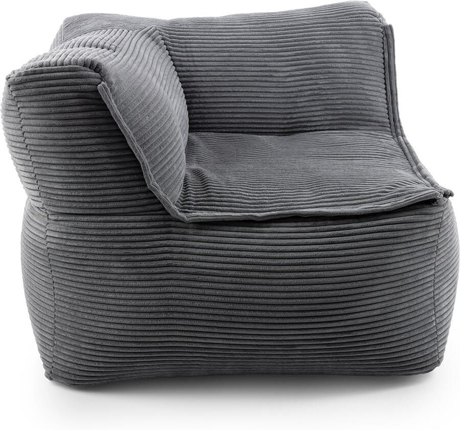 Lumaland Modulair Hoekdeel Links – Cord Zitzak Zachte Structuur Ideaal voor Bankmodules & Poefs Met Vulling – 81×81×70 cm
