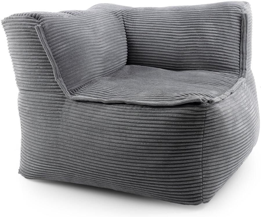 Lumaland Modulair Hoekdeel Rechts – Indoor Zitzak met Zachte Structuur Ideaal voor Bankmodules & Pouf Inclusief Vulling 81x81x70 cm